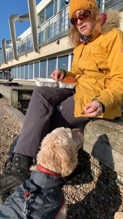 Doggie refreshments outside the Perch Cafe at Lancing Beach